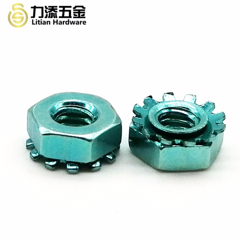 Wholesale high quality blue zinc M3-M12 carbon steel Keps nut for Communications