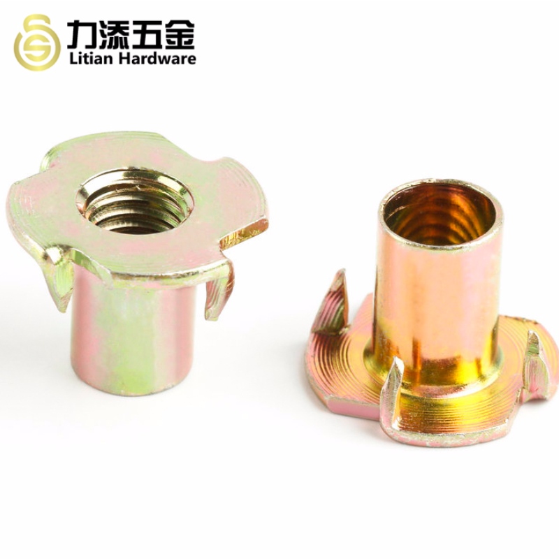 Carbon steel zinc plated four claw T nut for furniture