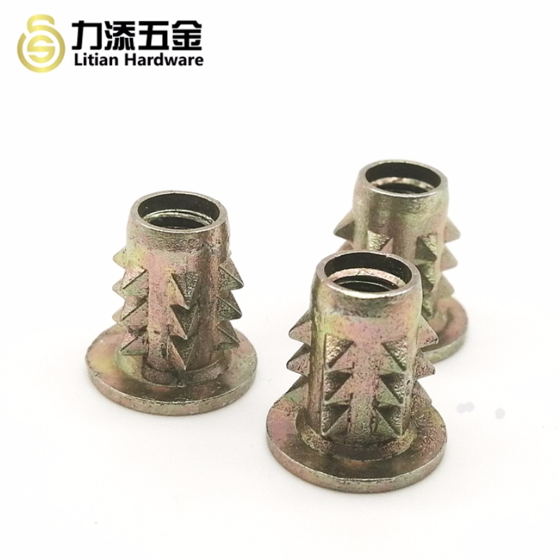 Customized differ sizes zinc alloy thorn insert nut for furniture