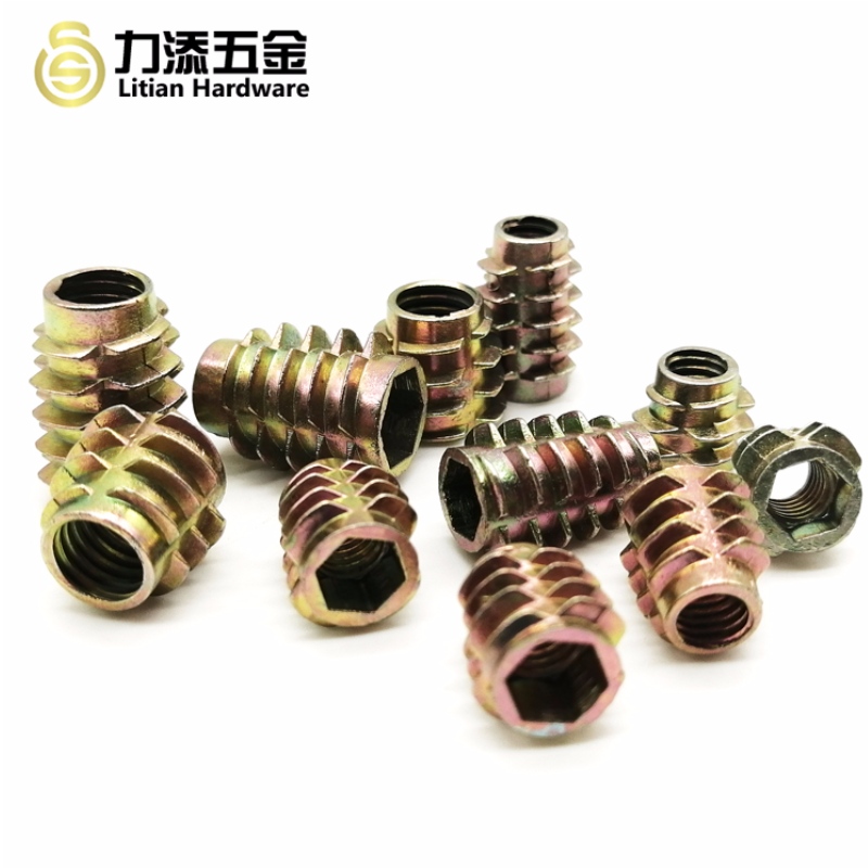 Customized zinc alloy differ size wood insert nut for furniture